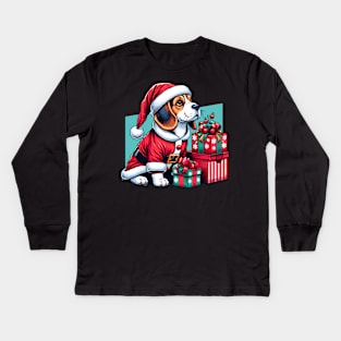 Beagle Dog Santa Claus Christmas Kids Long Sleeve T-Shirt